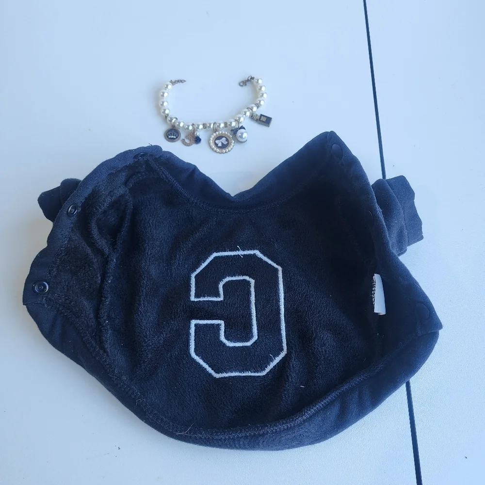 Set Of 2 Dog C Letter Black Silver Cat Puppy Coat Top Jacket Snap+Jewel Collar S
